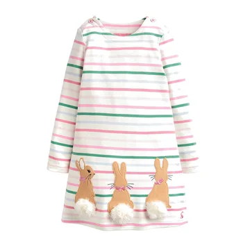 Mergaitė princesė suknelės kūdikių drabužiai animacinių filmų rudenį, žiemą 2-7T dryžuotas vaikų drabužių džersis medvilnės mergaičių suknelės vaikams