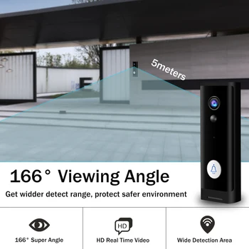 Mini 1080P HD WiFi Doorbell Kamera Pažangų Belaidį durų skambutį Vaizdo Domofonas Apsaugos Kamera, Lauko infraraudonųjų SPINDULIŲ Naktinio Matymo 2MP Tuya APP