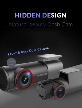 Mini Paslėptas FHD 1080P Automobilių Brūkšnys Cam SAMEUO U700 Priekiniai Galinio vaizdo Kamera, DVR Detektorius su WiFi FHD Vaizdo įrašymo 24H Stovėjimo Stebėti