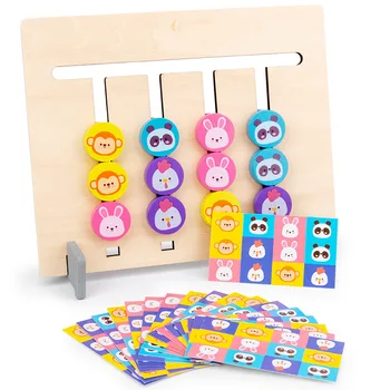 Montessori Žaislas, Spalvų ir Gyvūnų Dvipusis Atitikimo Žaidimas Loginiu Mąstymu Mokymo Vaikams mokomieji Žaislai Vaikams Medinis Žaislas