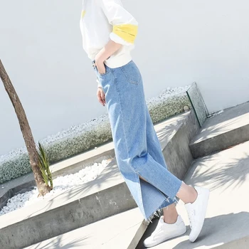 Moteriški Baggy Jeans Draugu Aukšto Juosmens Retro Atvira Tarpkojo Džinsai Dydis Plius Apkarpytos Pločio Kojų Džinsus Pusėje Ritininės Vasaros Džinsinio audinio kelnės