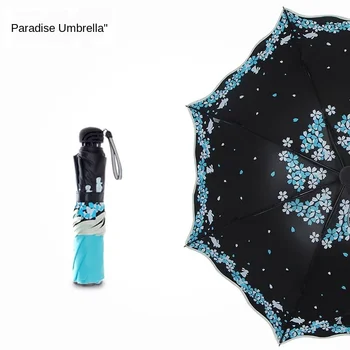 Moterų aukštos kokybės sulankstomas skėtis kelionės UV-atsparus oro sąlygoms gėlių populiarus moterų saulė mergina skėtis kišenėje skėtis