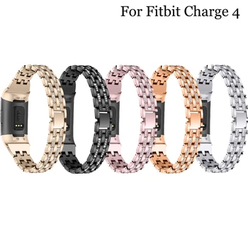 Moterų mados elegantiškas Nerūdijančio plieno apyrankės Už Fitbit charge4 Su kalnų krištolas Juostų Fitbit Mokestis 4 watchband Priedų