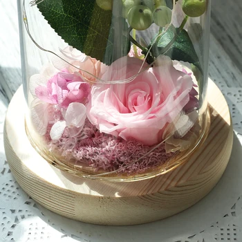 Motinos Dieną, Grožio Ir Žvėrys Rožių Gėlių Kiaulpienių Stiklo Kupolas LED Rose Lempos Vestuvės Valentino Dovana