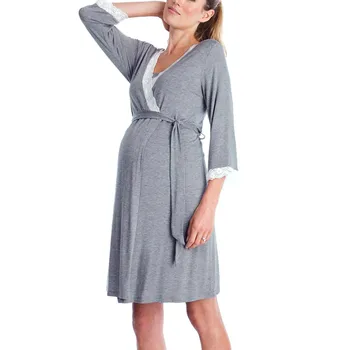 Motinystės suknelės, Vyriški Nėriniai Pregnants Atsitiktinis Slaugos Kūdikio Motinystės Pižama Naktį-Rob Suknelė sukienki ciazowe