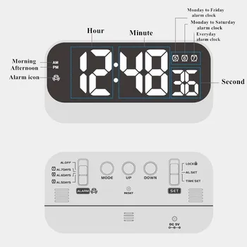 Muzikos Žadintuvas Automatinis Šviesumo Reguliavimas LED Skaitmeninis Laikrodis, Savaitės dieną, Signalizacijos Išjungimo Laikas Atminties Stalo Laikrodis Namų Dekoro