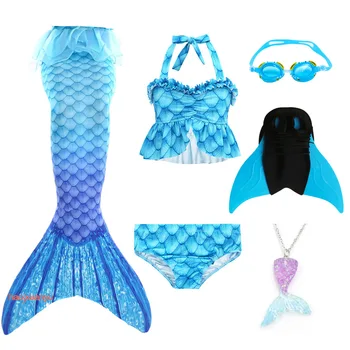 Nauja Mėlyna Vaikai Cosplay Undinėlės Uodegą Merginos Fantazijos Šalis, Kostiumai Undinė maudymosi kostiumėlį gali pridėti Monofin Drabužiai, maudymosi Kostiumėliai, Bikini Rinkiniai
