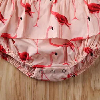Naujagimio Mergaičių Drabužius Flamingo Rankovių Backless Romper Medvilnės Jumpsuit Bodysuit Apranga 0-24M