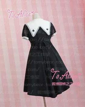 Naujas Dizainas Mielas Mergaičių kastuvu Magas Kietas Irregulare Apačia Juoda Suknelė Vasaros trumpomis Rankovėmis Diamond Siuvinėjimo Lolita Dress