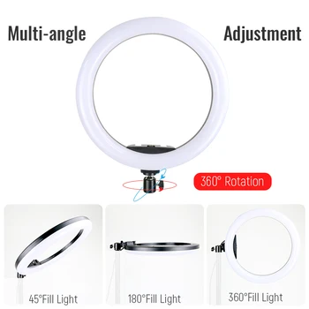 Naujas LED Selfie RGB Šviesos Žiedas Su Baltos spalvos Stalas Ilga Svirtimi Telefono Turėtojas Pritemdomi Spalvinga Fotografijos Šviesos 