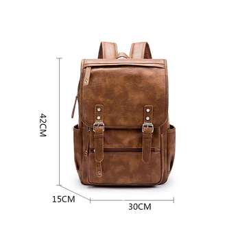 Naujas Prekės ženklas Dizaineris Vyrų PU Odos Kuprinė Derliaus Daypack Multi Pocket 