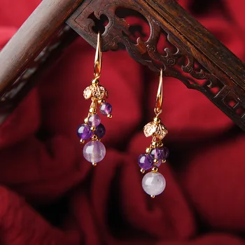 Naujo dizaino papuošalai aukštos kokybės elegantiškas Violetinė crystal Auskarai moterims Derliaus Vandens Lašas auskarai vestuves Mados 2019