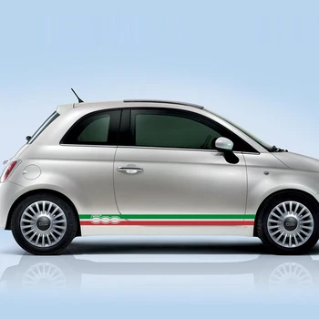Naujos 2 VNT italijos Vėliava Vinilo, PVC, šoninė Šluostė Juostelės Lipdukai, Decal Fiat 500 Abarth