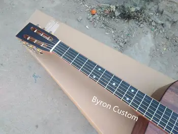 Nemokamas pristatymas OOO kūno visiškai tvirta raudonmedžio medienos akustinės gitaros pritaikyti lizdas headstock classcial akustine gitara
