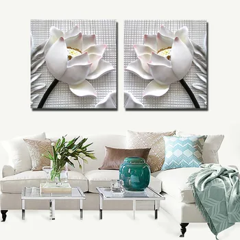 Nuotrauka white lotus spausdinta ant drobės. Modernus Nordic minimalistinė gėlių fonai ir gyvenamojo kambario, apdailos, dažymo plakatai