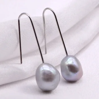 Paprasta lašas auskarai. Natūralūs gėlo vandens baroko perlas. Daugiaspalvis. 925 sterlingas sidabro. Moterų sidabro auskarai