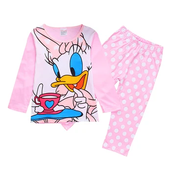 Pavasarį, Rudenį Daisy Duck Vaikų, Mergaičių, Kūdikių Drabužiai Grynos Medvilnės Pižama Ilgas Rankovėmis Cartoon Vaikų Sleepwear