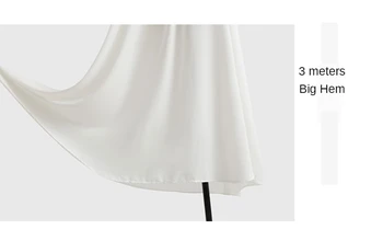 Pilna krūtine Hanfu dugno underskirt grynos medvilnės nuimamas dirželis baltas vidinis slydimo suknelė su 3 metrų hem ilgio mergina