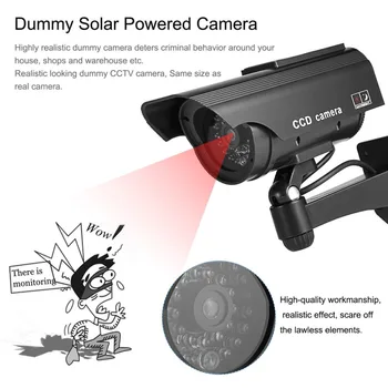 Pranešk apie netikrą Kameros ir Saulės energijos Baterija Mirksi Mirksi LED Rainproof Lauko Manekeno Saugumo Kameros Modeliavimas Bullet Fotoaparatas
