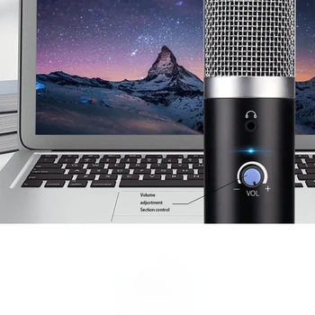 Profesinės USB Kondensatoriaus Mikrofonas Karaoke Mikrofonas Nešiojamąjį kompiuterį 
