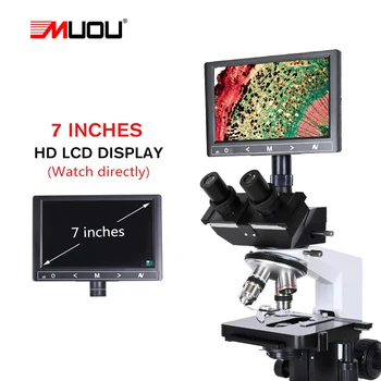 Profesionalūs Laboratorijos biologinės HD trinokulinis mikroskopu zoom 1600X okuliaro elektroninis skaitmeninis 7 colių LCD led Šviesos telefono stovas USB