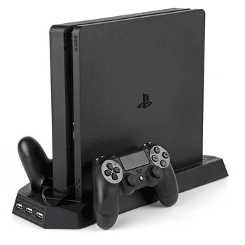 PS4 Slim Žaidimas Vertikalios Aušinimo Stovas Aušintuvo Ventiliatorius su Dual Controller Įkroviklio Įkrovimo Stotis 