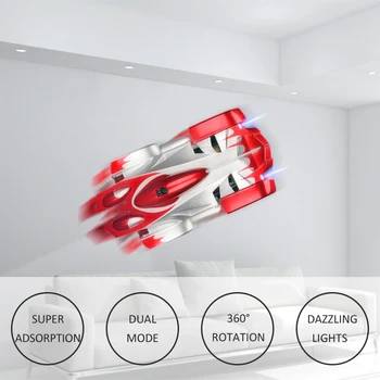 RC automobilio Nuotolinio Valdymo Laipiojimo Automobilį su LED Žibintai, Sukasi 360 Laipsnių Stunt Žaislai Mašina Sienos RC AUTOMOBILIŲ Berniukas Kalėdų dovana