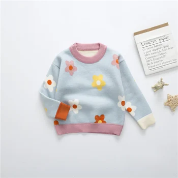 Rudenį Ir Žiemą, Vaikų Pliušinis Megztinis Mergina Baby Baby Daisy Sutirštės Megztinis megztas Apačioje Megztinis