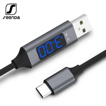 SeenDa 3A USB Telefono Kabelį su LED Skaitmeninis Ekranas TypeC Micro USB Duomenų Kabelį, Greito Įkrovimo 