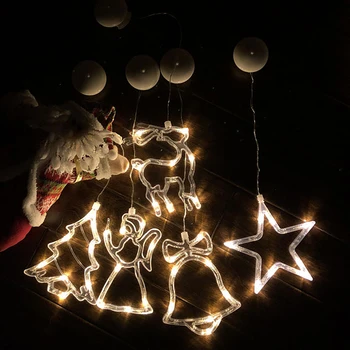 Star Bell Kalėdų Eglutė String Šviesos Lange Kabo Šviesos Festivalis Šalis, baterijomis, LED Briedžių Pasakų Langų Apdailos Lempos