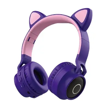 Sulankstomas Kačių Ausų Ausines LED Žibintai Belaidžio BT Muzikos per Ausines, Vaikams Mergaitėms dangus mėlyna / violetinė / rožinė / juoda / žalia