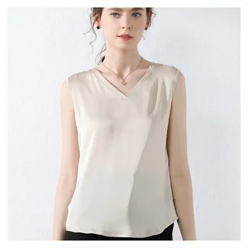Sunkiasvoris Šilko Šilko trumparankoviai Moterų Vasaros 2020 Viršų Mados Dirželis moteriški marškinėliai