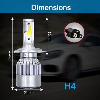 Super Šviesus H7 H4 LED Lemputės Automobilių Žibintų H11 H1 H13 H3 H27 9005/HB3 9006/HB4 9007 Hi-Lo 6500K Šviesos 72W 8000LM Auto Žibintai