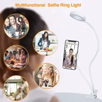Telefono Laikiklis Trikojo Selfie Flash Žiedas Šviesos + Mobiliojo Telefono Laikiklis 24 LED Camera 2 į 1 Flexibl Ilgos Rankos USB Įrašą Live Stream