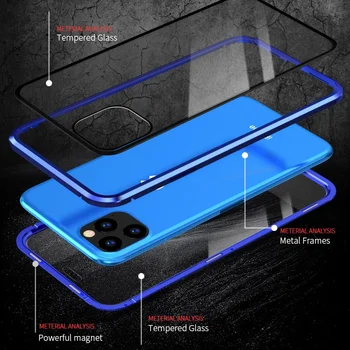 Tongdaytech Magnetinio Atveju Iphone SE2 X XS 11 Pro Max XR 8 7 6s Plius Coque 360 Grūdinto Stiklo Metalo Telefono Dangtelį Magnetas Atvejais