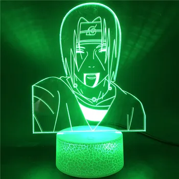 Uchiha Itachi Anime Naruto 3D LED Spalvinga Touch Stalas naktinė lempa Išmaniųjų Telefonų Kontrolės Lemputė, Vaikų Šalis, Namo Apdaila