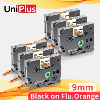UniPlus 6pcs vidurio Juosta Fluorescentinės Oranžinės Spausdintuvo Juostelės vidurio-B21 tz B21 Pakeisti Brother P-Touch Label Maker 9mm*5m Etiketės Juostos
