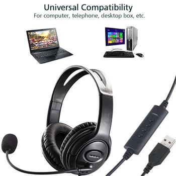 USB Žaidimų Ausinės Reguliuojamas Laidinio Kompiuterio, Ausinės su Mikrofonu Muzikos Gamer Ausines Nešiojamas KOMPIUTERIS 