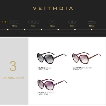 VEITHDIA 2020 moteriški Saulės akiniai Poliarizuoti UV400 Gradientas Objektyvas Akinius Prabangos Ponios Dizaineris Akiniai nuo saulės, Akiniai Moterims 3023