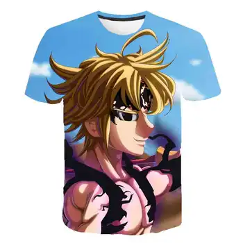 Vyrai Anime Vasaros Septynios Mirtinos Nuodėmės, VYRIŠKI T-Shirt 3D Spausdinimo Vyrų T-Shirt Atsitiktinis marškinėliai Streetwear Apvalios Apykaklės Kvėpuojantis