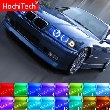 Vėliau Žibintų Įvairių spalvų RGB LED Angel Eyes Halo Žiedas Akių DRL RF Nuotolinio Valdymo Už BMW 3 Serijos E36 1990-2000 M. Reikmenys