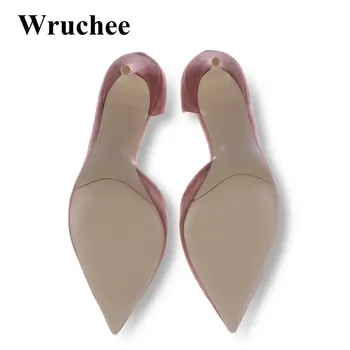 Wruchee šalies vasarą moteris batai aukšti kulniukai ploni kulniukai batai suede 8cm 12cm 10cm supjaustyti pusės vieno batai, vestuviniai bateliai