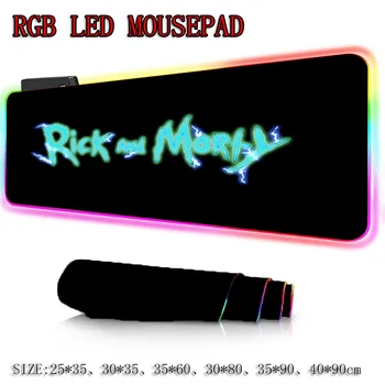 XGZ Rick Anime Didelis LED RGB Šviesos Gaming Mouse Pad USB Laidinio Žaidėjus Kilimėlis Pelės Kilimėlis 7 Akinti Spalvų Kompiuteris PC Kilimėliai