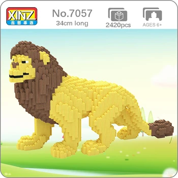 XIZAI 8008 Geltona Vyras Liūtas Laukinių Gyvūnų Augintinių 3D Modelį 34cm ilgio 