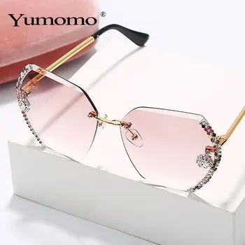 YUMOMO Derliaus taškus akiniai nuo saulės moterims big diamond prekės dizaineris palaipsniui saulės akiniai ponios moterų atspalvių kalnų krištolas oculos