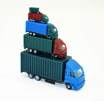 Žaislai Modelio Automobilių Kelių Santykį Container Truck ABS Plastiko Traukinio Maketo 5vnt Smėlio Stalas, Mini Modeliavimo Statybos Diorama