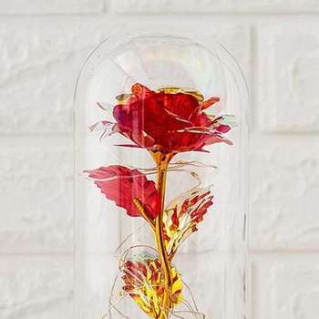 Žavi Rose Light Dirbtinių Gėlių Valentino Dienos Dovanų Aukso+Šilta, Pasakų Styginių Šviesos Galaxy Rožių Amžinai Gėlių Dovanos