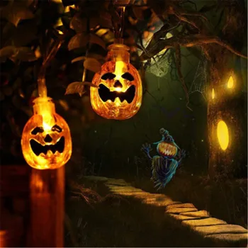 1,5 M Helovinas LED String Žibintai Moliūgų Siaubo Kaukolė Voras Žibintai Vaiduoklių Festivalis Ornamentu Šalies Baterija Kabo Šviesa Karšto Parduoti