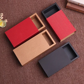 10vnt Kraft Popieriaus Pakuotės Kartono Dėžutė Rudos mažą Pakuotę Dovanų Dėžutėje Raudona Dideli Popieriaus Stalčių Langelį, Dovana, Papuošalai Muilo Saldainių Dėžutė