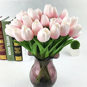 10VNT Tulpių Dirbtinių Gėlių Nekilnojamojo Touch Dirbtinių Puokščių Netikrą Gėlių, Vestuvių Dekoravimas Gėlėmis Namų Garen Dekoro Tulp